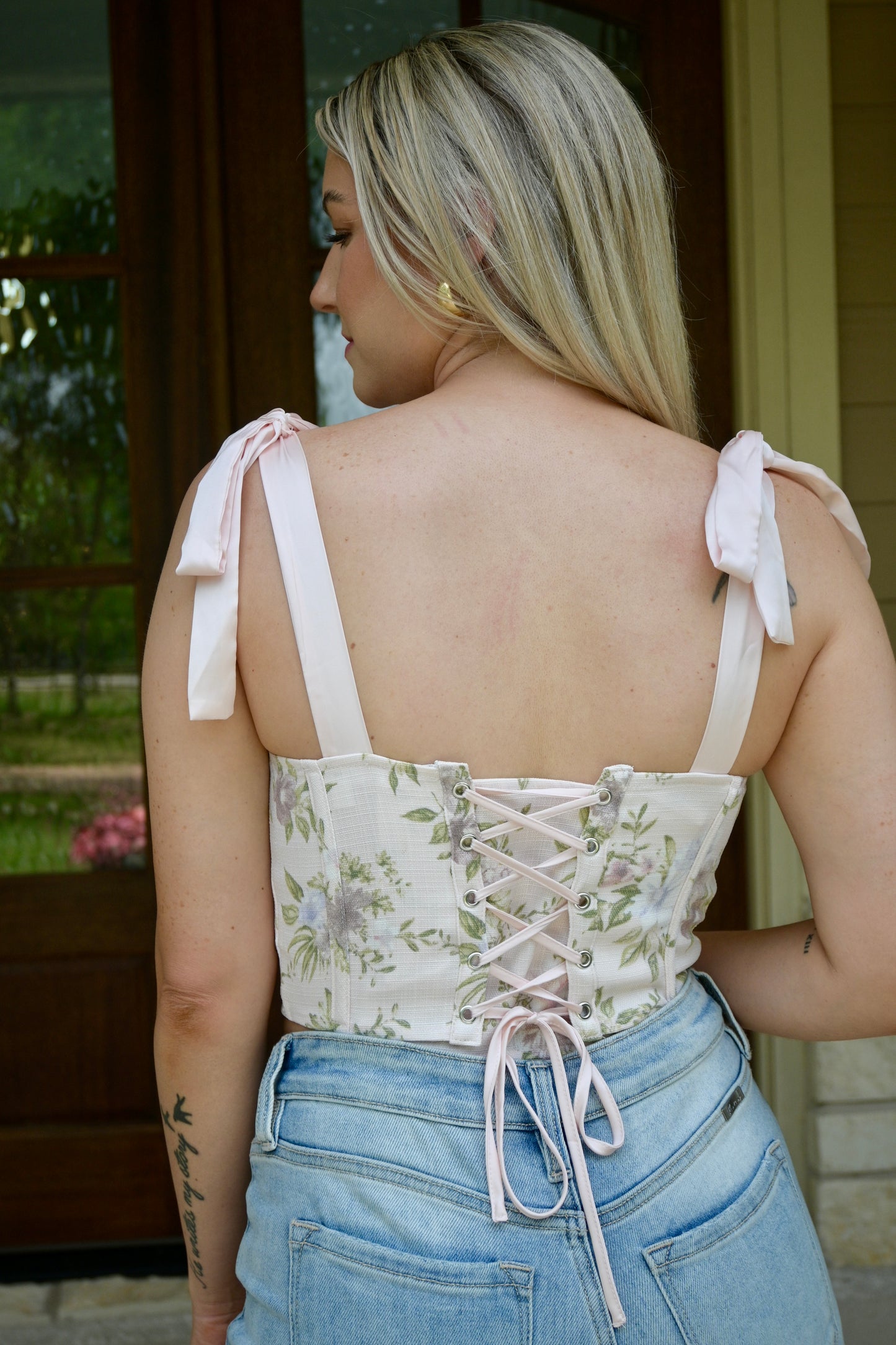 Charleston Floral Corset Crop Top