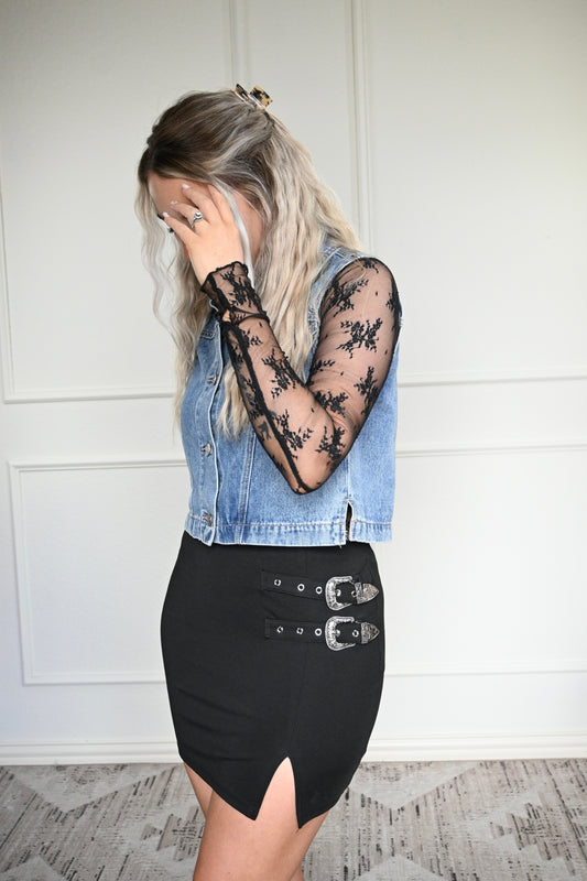 Rodeo Rebel Buckle Mini Skirt