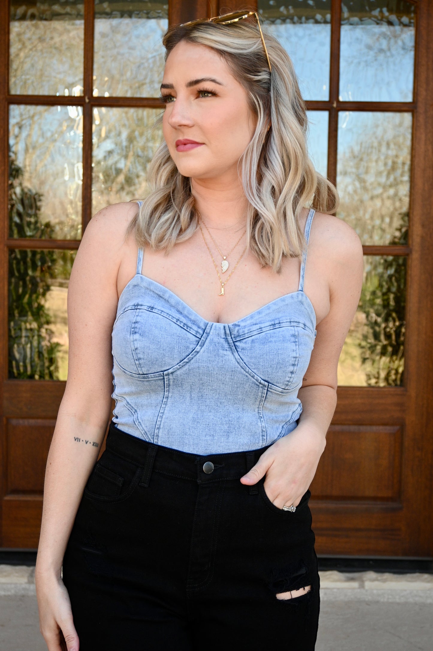 Raleigh Denim Bustier Bodysuit