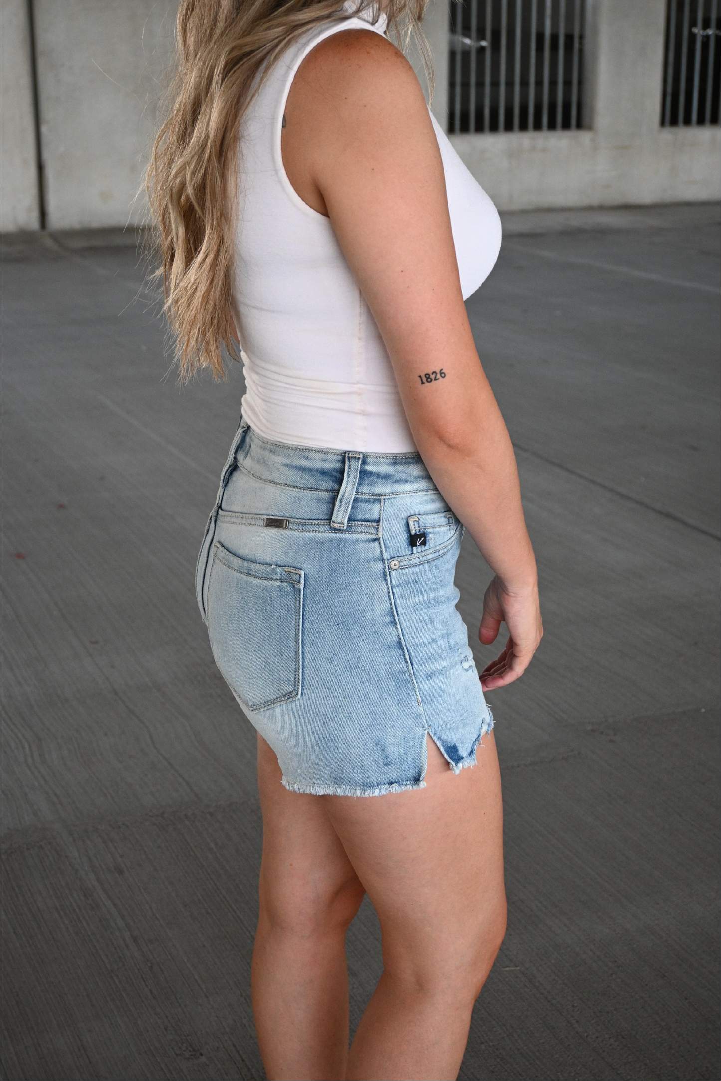 High Rise Distressed Kancan Shorts