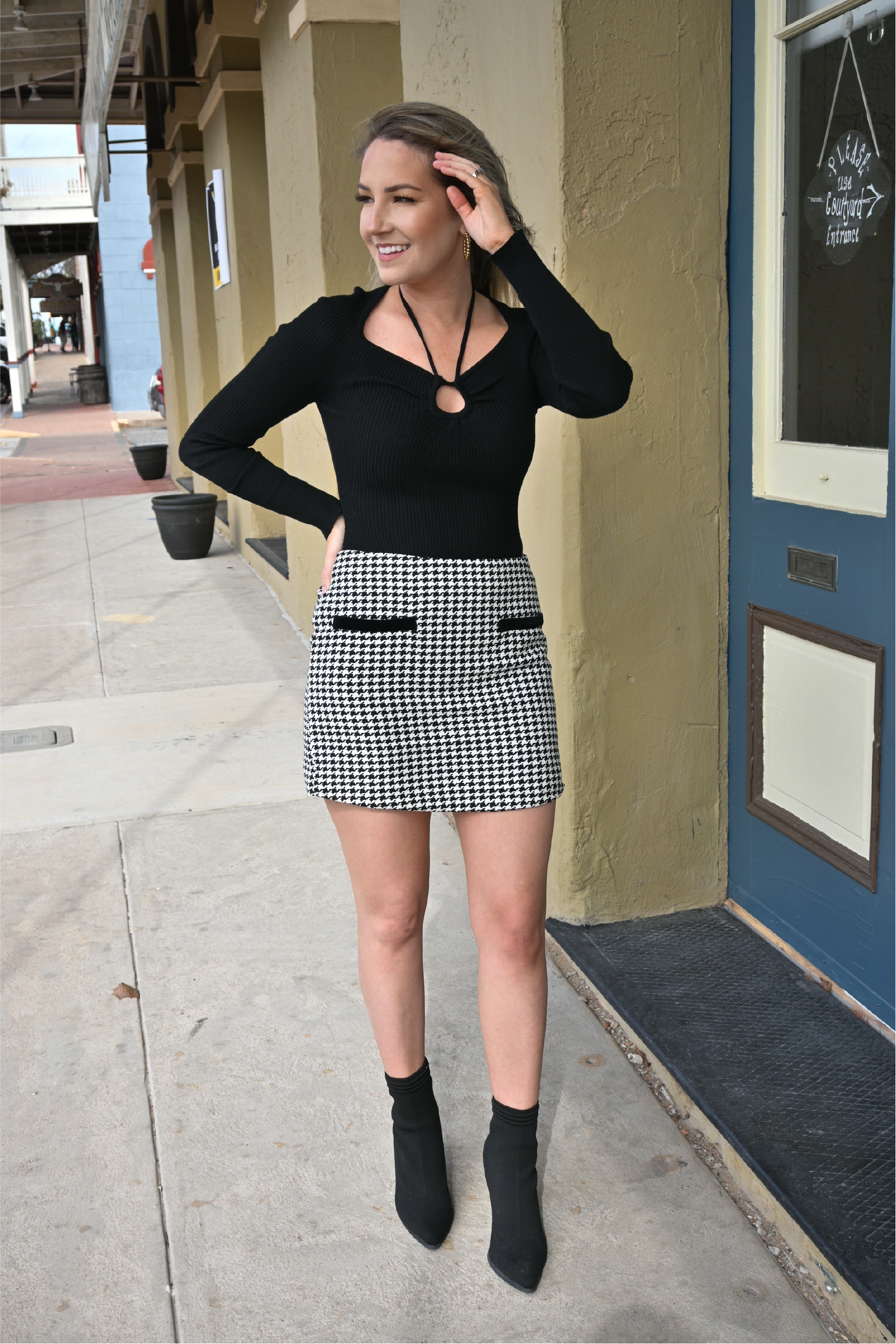 Houndstooth Mini Skirt