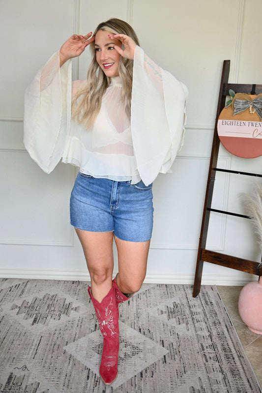 Ivory Dreamer Bell Sleeve Top