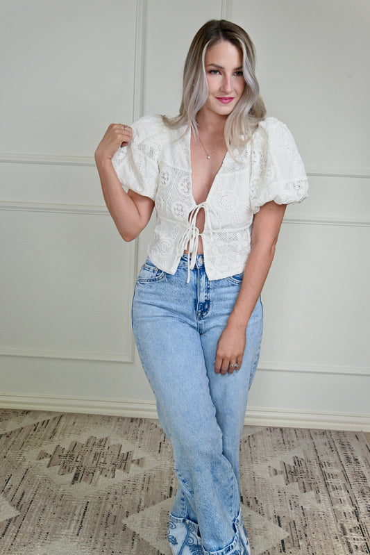 Sweet Lace Tie Top