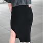 Ribbed Knit Pencil Midi Skirt