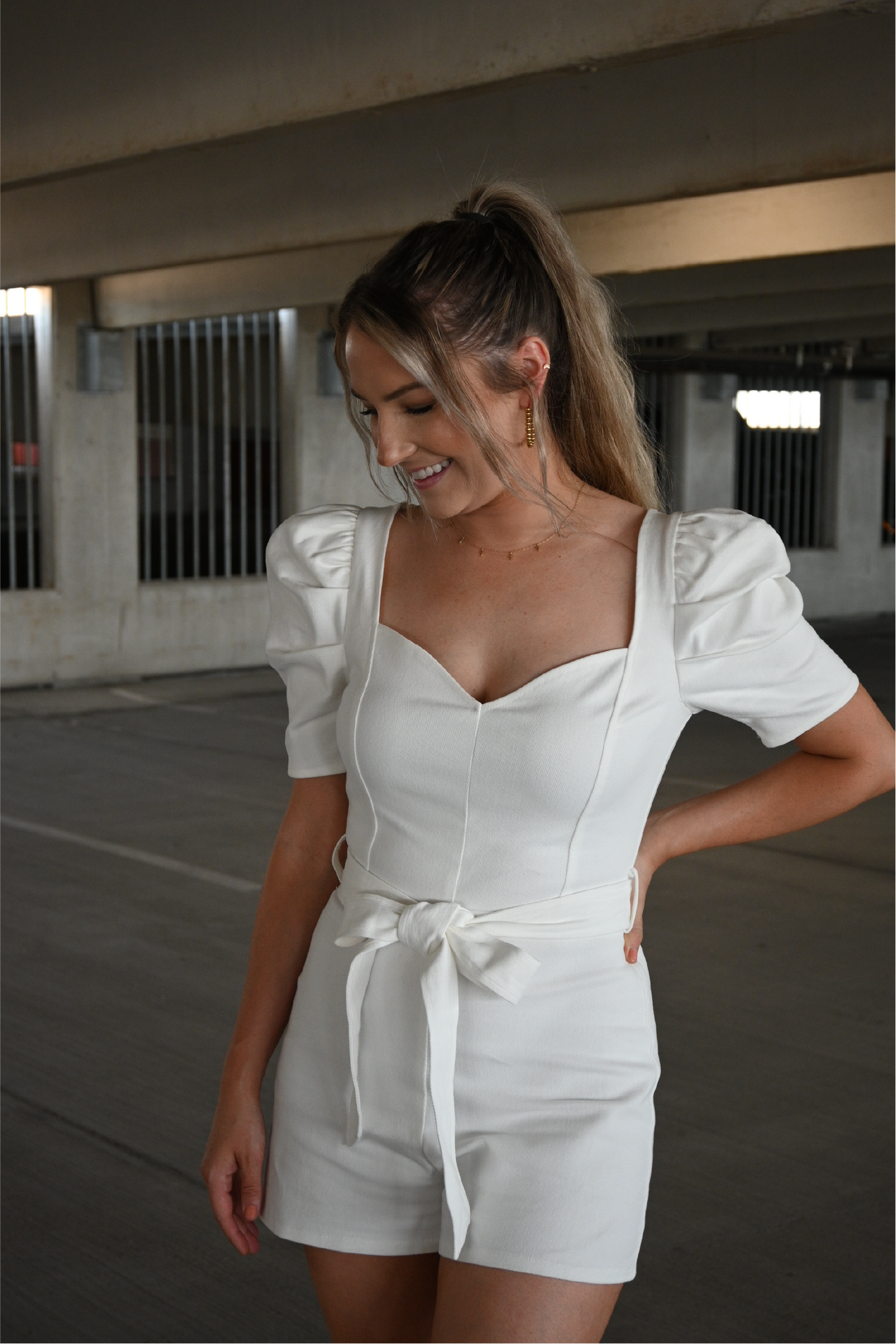 White Denim Romper