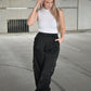 High Waisted Satin Cargo Pants